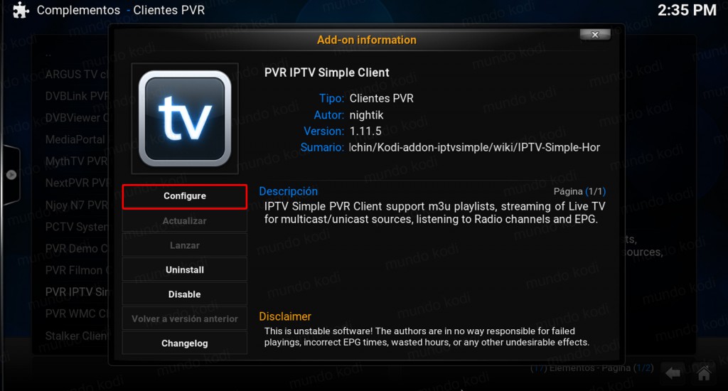 Lista PVR TecnoTV. configure