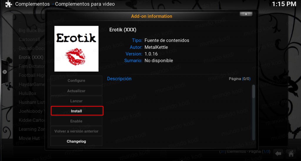 Erotik xxx en Kodi. install erotik