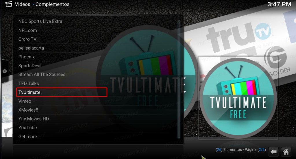 TVUltimate Free en Kodi. tvUltimate Free