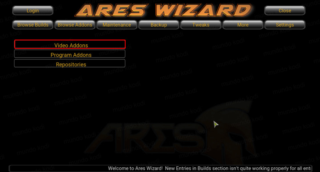 AdryanList con Ares Wizard. 1 video addons