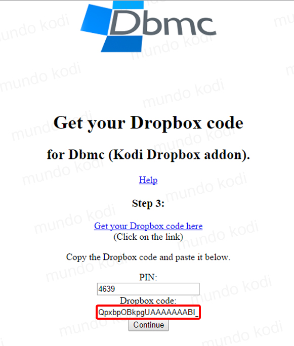 Dropbox en Kodi. codigo dropbox en web