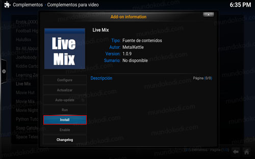 addon live mix en kodi 9-install