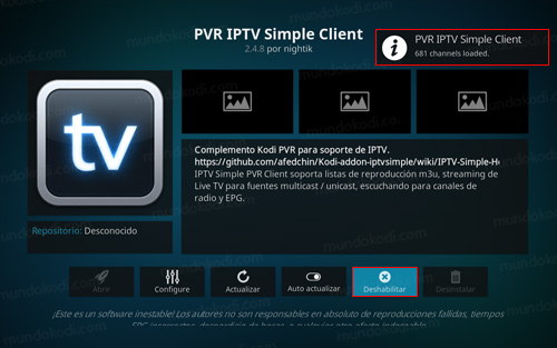 PVR Simple Client en Kodi 17 Krypton