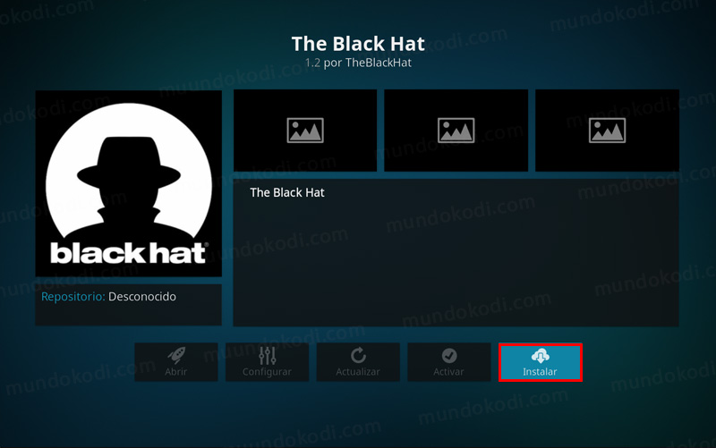 Addon The Black Hat en Kodi