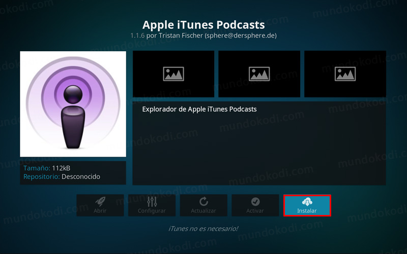 addon apple itunes podcast en kodi