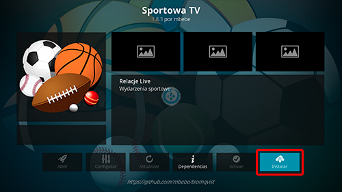 Sportowa TV en Kodi