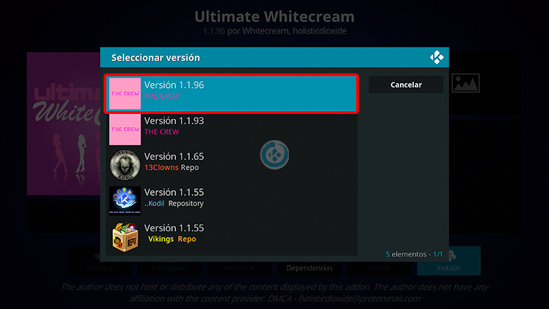 Addon ultimate Whitecream en Kodi