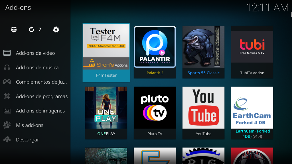 addon f4mTester en Kodi
