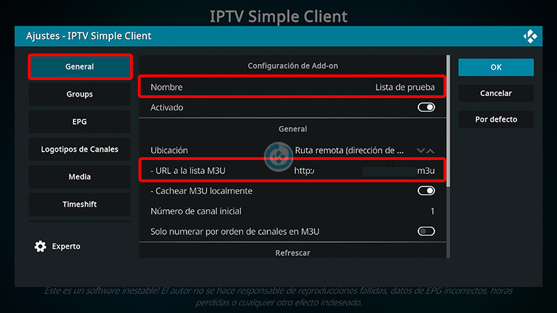 PVR Simple Client en Kodi