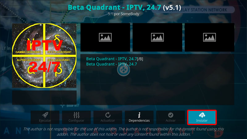 beta quadrant iptv en kodi