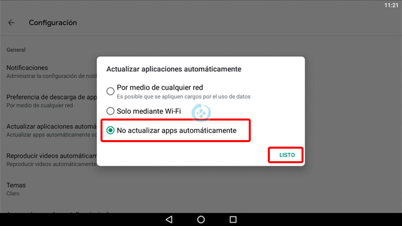 Desactivar Actualizaciones Automáticas en Android