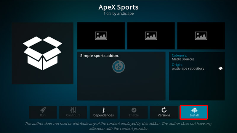 addon apex sports en kodi