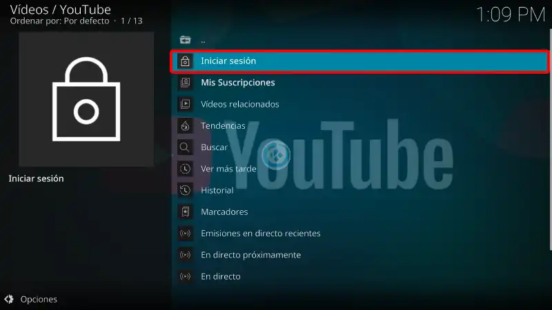 Iniciar Sesión en el Addon Youtube en Kodi