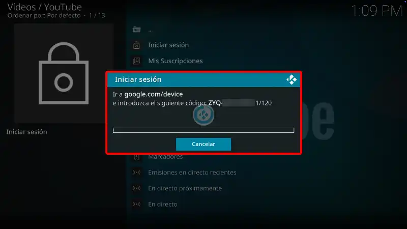 Iniciar Sesión en el Addon Youtube en Kodi