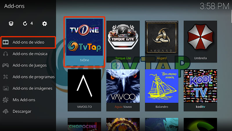 addon TvOne tvtap en kodi