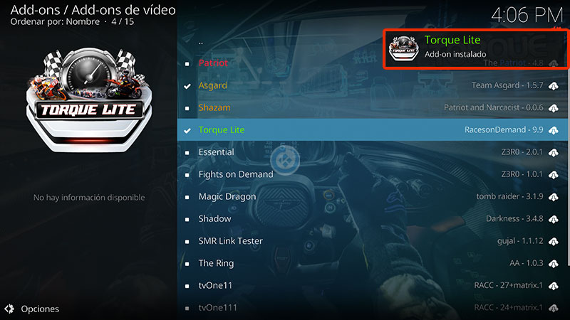 addon torque lite en kodi