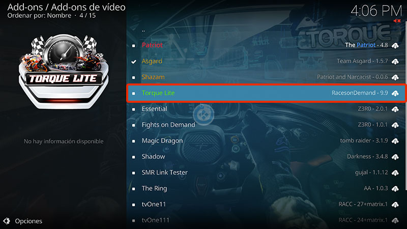 addon torque lite en kodi