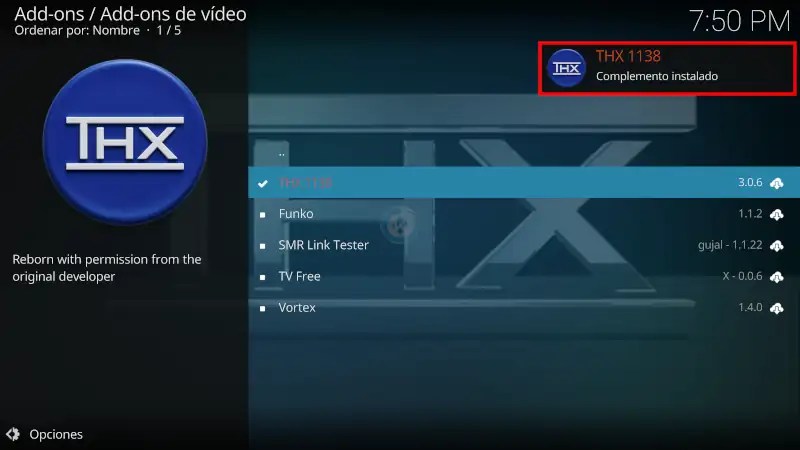 addon thx 1138 en kodi