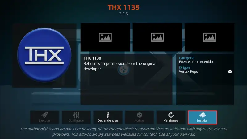 addon thx 1138 en kodi