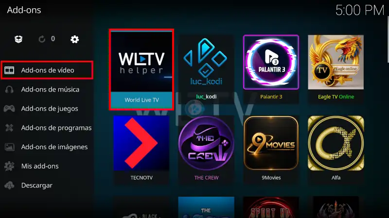 world live tv en kodi
