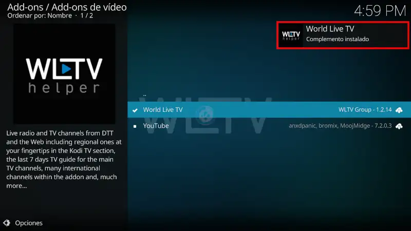 world live tv en kodi
