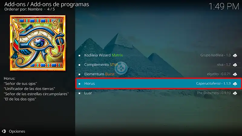 addon horus en kodi