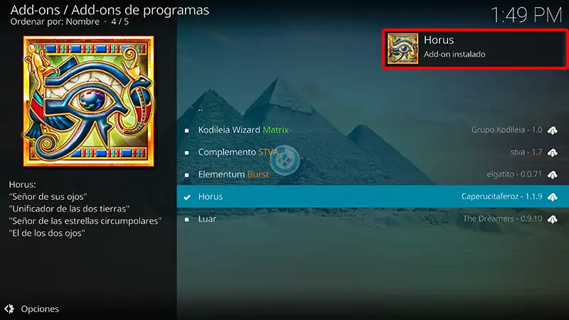 addon horus en kodi