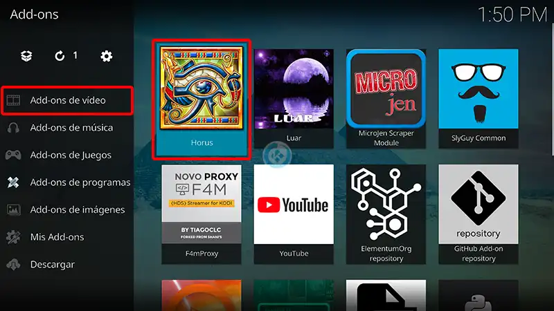 addon horus en kodi