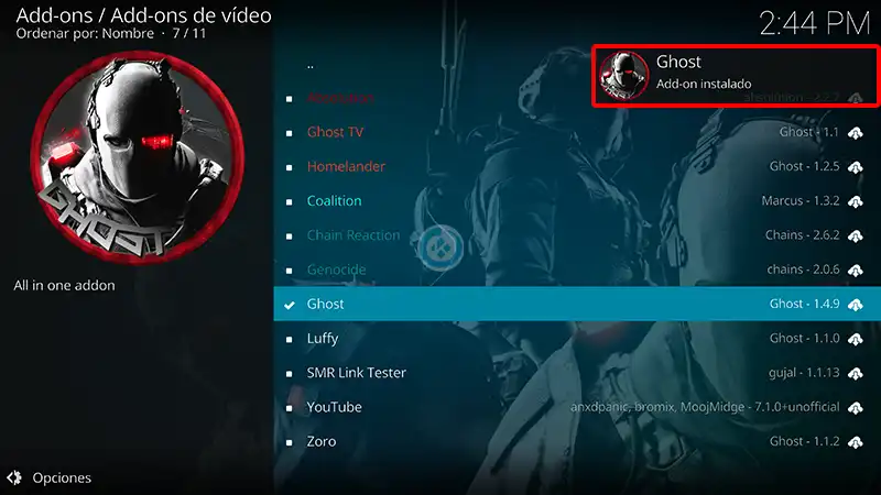 addon ghost en kodi