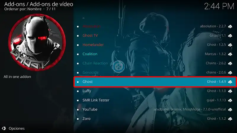 addon ghost en kodi