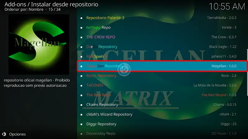 addon magellan en kodi