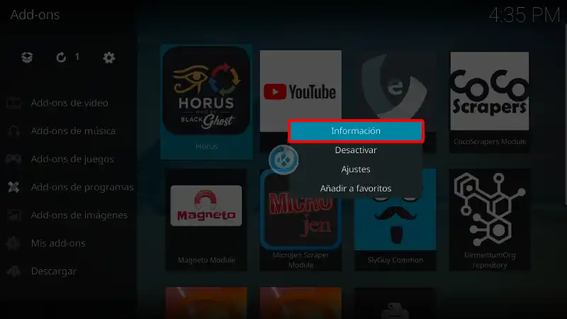 Acestream en Kodi para MacOS