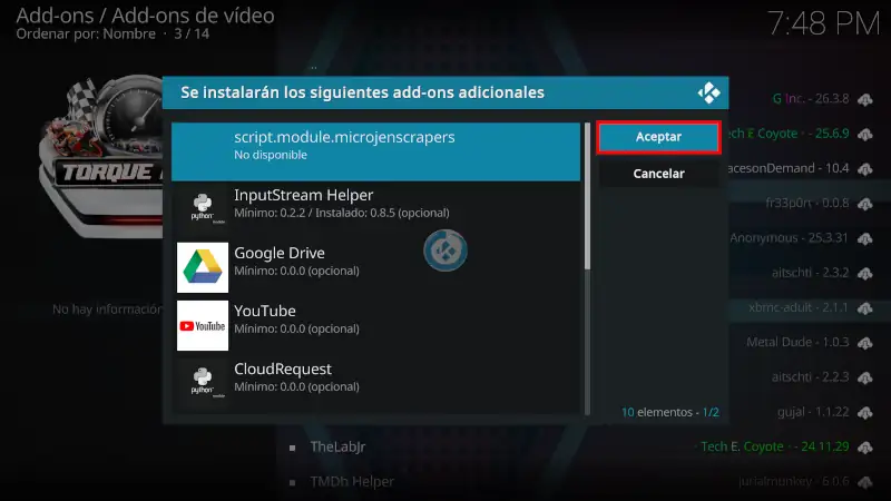 addon torque lite en kodi