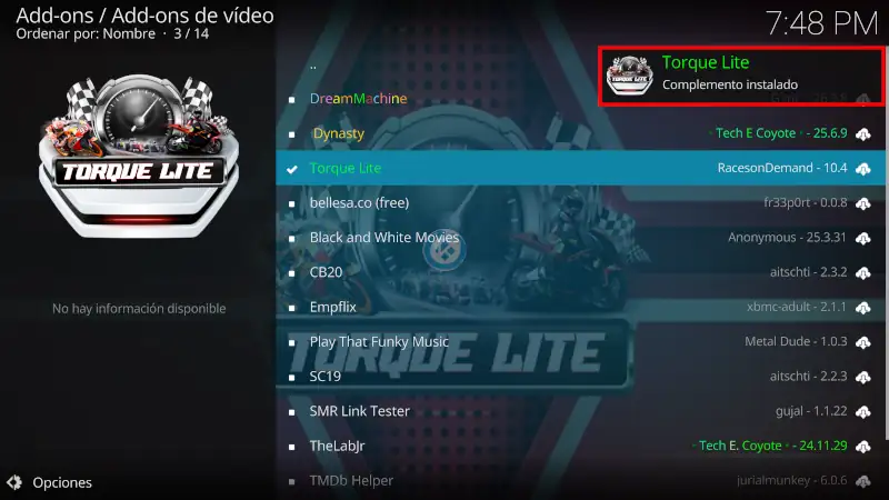 addon torque lite en kodi