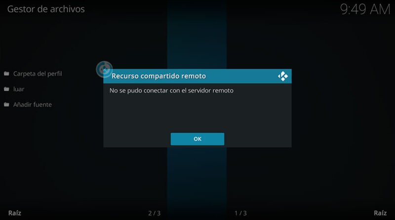 fuente vacía en Kodi