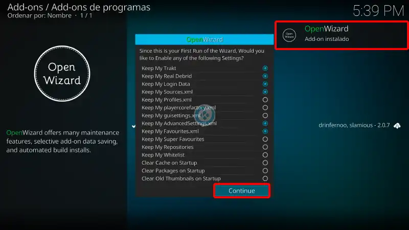 addon openwizard en kodi