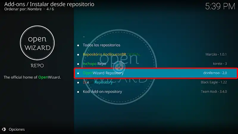 addon openwizard en kodi