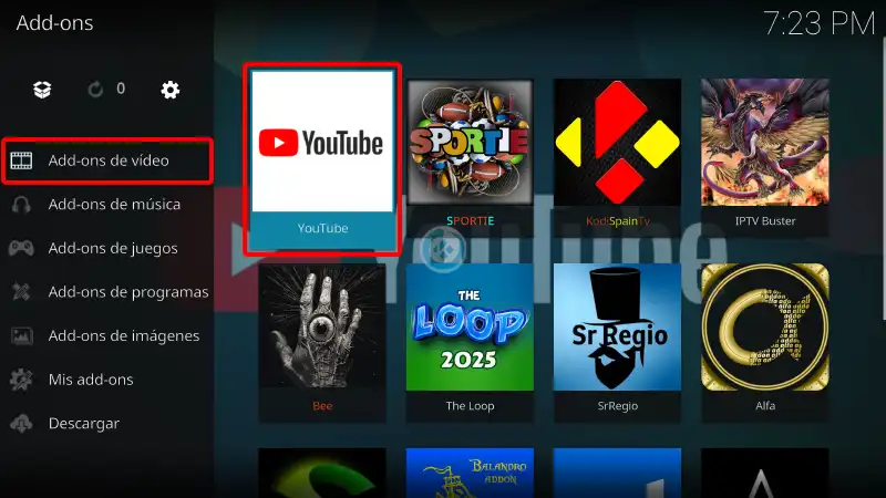 addon youtube en kodi