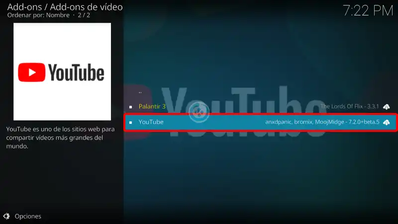 addon youtube en kodi