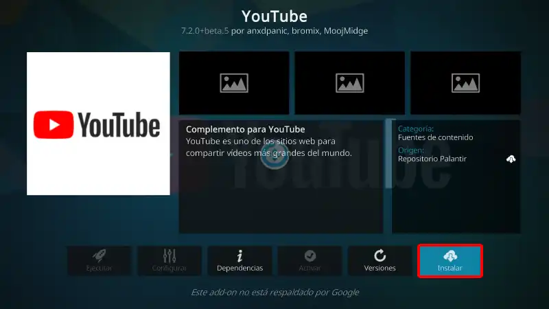 addon youtube en kodi