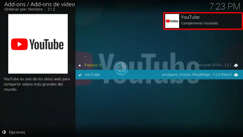 addon youtube en kodi