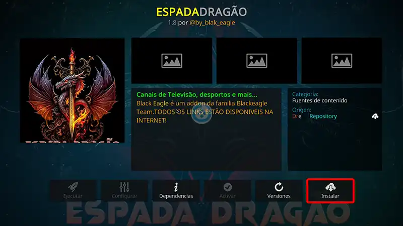 addon espada dragao en kodi