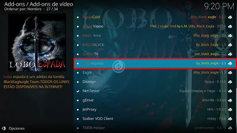 addon lobo espada en kodi