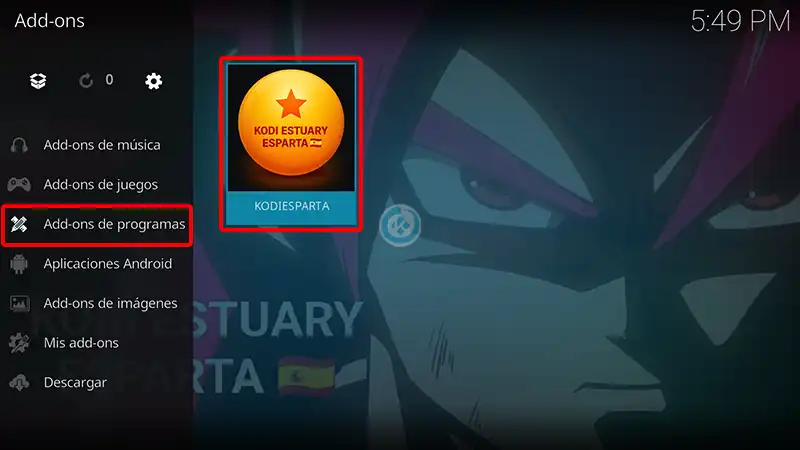 build estuary esparta en kodi