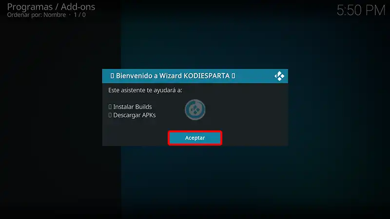 build estuary esparta en kodi