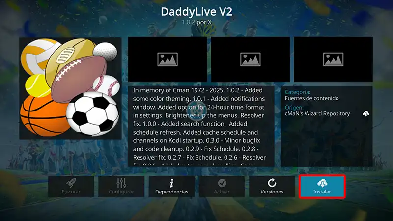 addon daddylive v2 en kodi
