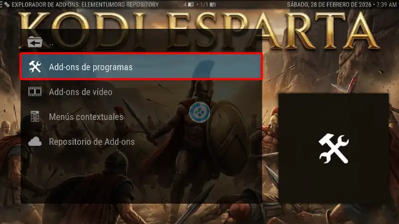 build estuary esparta en kodi