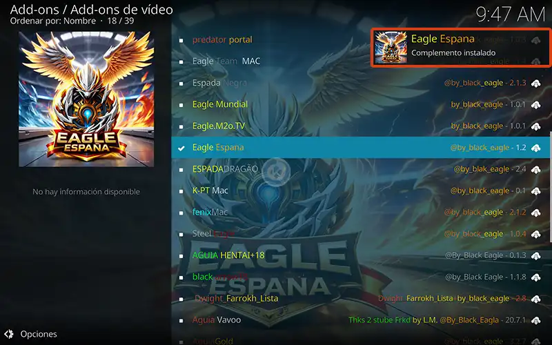addon eagle españa kodi