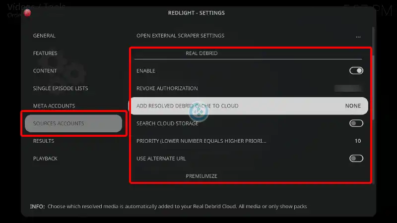 addon red light en Kodi