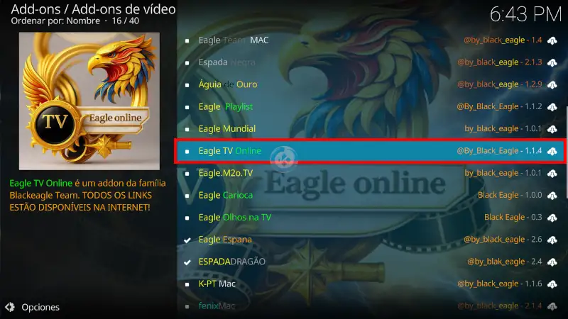 addon eagle tv online en kodi